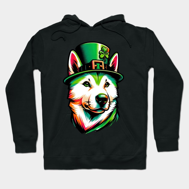 Jindo Dog Embraces Saint Patrick's Day Festivity Hoodie by ArtRUs